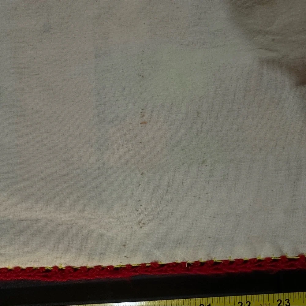 Lg. Vtg 3D Peruvian Arpillera Mercado Andean Llama FolkArt Market Tapestry 19x37